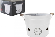 B&Co Karridale Family Sized Portable Bucket BBQ - White - Grey classic retro designBucket Size: 32 x 26.5 x 14cm